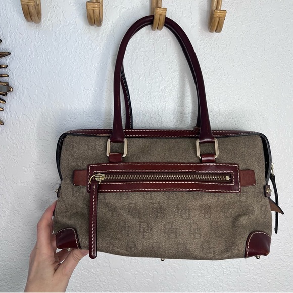 Dooney & Bourke Leather Trim Y2K Canvas Satchel Bag - Picture 7 of 11